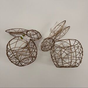 NWT debi Lilly gold wire rabbits bunnies set of 2 table top decor bowl